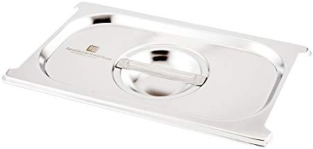  LID ONLY: Met Lux 10.25 X 6.25 Inch Steam Table Pan Lid, 1 Hotel Pan Lid - Fits 1/4 Size Steam Table Pan, Table Pan Sold Separately, Stainless Steel Steam Pan Cover, Built-In Handle - Restaurantware