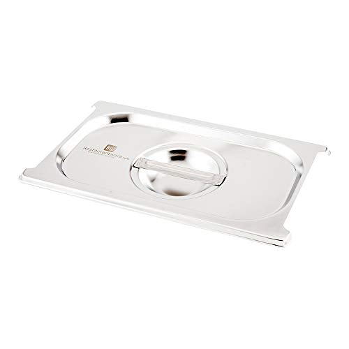  LID ONLY: Met Lux 10.25 X 6.25 Inch Steam Table Pan Lid, 1 Hotel Pan Lid - Fits 1/4 Size Steam Table Pan, Table Pan Sold Separately, Stainless Steel Steam Pan Cover, Built-In Handle - Restaurantware