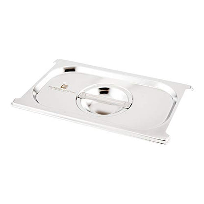  LID ONLY: Met Lux 10.25 X 6.25 Inch Steam Table Pan Lid, 1 Hotel Pan Lid - Fits 1/4 Size Steam Table Pan, Table Pan Sold Separately, Stainless Steel Steam Pan Cover, Built-In Handle - Restaurantware