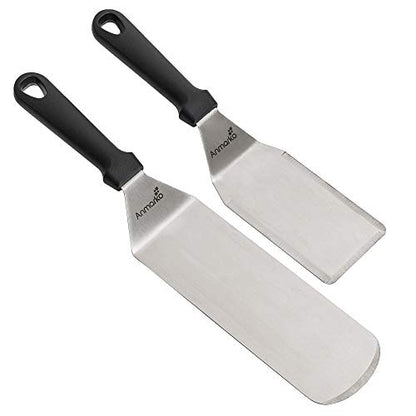  Spatula Turner Stainless Steel - Metal Spatula Set - Hibachi Spatula Great As BBQ Grill Accessories For Grill And Flat Top Griddle