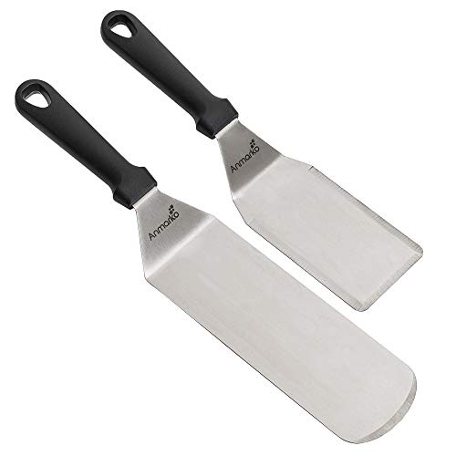  Spatula Turner Stainless Steel - Metal Spatula Set - Hibachi Spatula Great As BBQ Grill Accessories For Grill And Flat Top Griddle