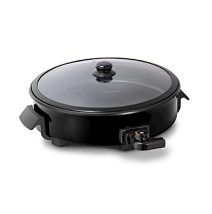 GENERIC Nonstick Electric Skillet | Hot Oven Cooker With 14 Inch Healthy-Eco Nonstick Coating Surface | Convenient Easy Clean Up | Tempered Glass Lids | Black