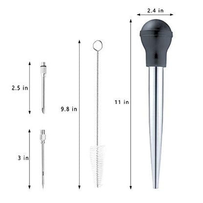 Baster Set Of 4, Latauar 304 Stainless Steel Turkey Baster Syringe Including Marinade Injector Needle(2) And Cleaning Brush.