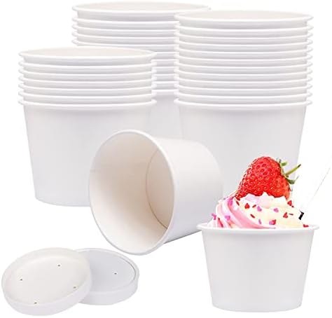  40 Count (16 Oz) One - Pint Frozen Dessert Containers With Lids Ice Cream Cups With Lids