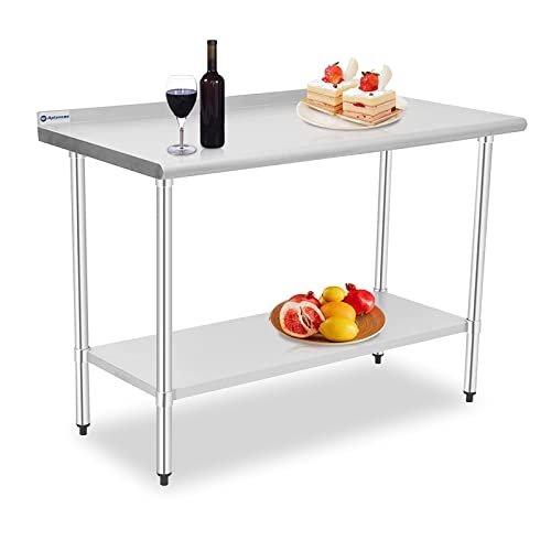  Stainless Steel Table, 30 X 24 Inches Prep & Work Table With Caster Backsplash And Adjustable Undershelf Metal Utility Workstations For Commercial Kitchen Or Restaurant Supplies