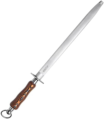  Sharpening Steel 10 Inch Professional Knife Sharpener Honing Rod, Fine Lines, High Hardness, Flat Knife Honing Steel