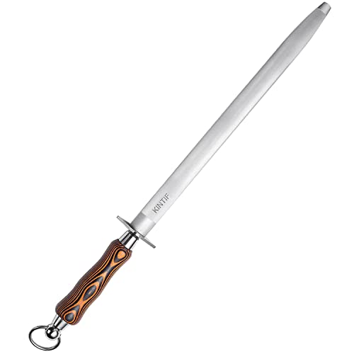  Sharpening Steel 10 Inch Professional Knife Sharpener Honing Rod, Fine Lines, High Hardness, Flat Knife Honing Steel