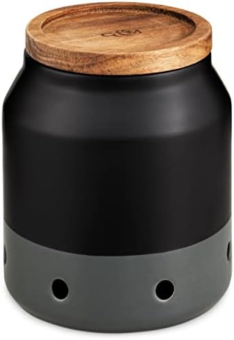 Cole & Mason H822140 Linton Black/Grey Utensil Pot Holder | Kitchen Organisation, Utensils Storage Jar | Ceramic | (H) 160 Mm X (D) 120 Mm | 2 Year Guarantee