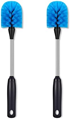  Tainless Steel Bottle Brush, 2 Pack Long Handle Water Bottle Scrubbing Brush, Built For Cleaning Sports Bottles, Baby Bottles, Cups, Mugs, Glasswares, Tumblers, Wine Decanters, Flask, 13 In - 15 In
