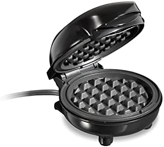  Double Mini Waffle Maker Machine With 4” Round Non-stick Grids, Makes 2 Personalized Individual Breakfast Chaffles And Hashbrowns, Compact, Black (26102)