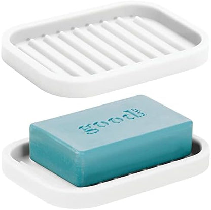  Silicone Kitchen Sink Storage Organizer Holder Tray For Sponges, Soap, Scrubber - Ribbed Base, Quick Dry, Waterproof, Non-Slip, Durable, Heat Resistant - Linelle Collection, 2 Pack, Black