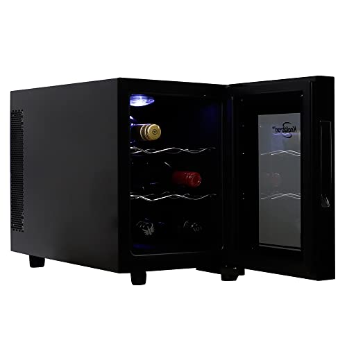  6 Bottle Wine Cooler, Black, Thermoelectric Wine Fridge, 0.65 Cu. Ft. (16L), Freestanding Wine Cellar, Red, White And Sparkling Wine Storage For Small Kitchen, Apartment, Condo, RV