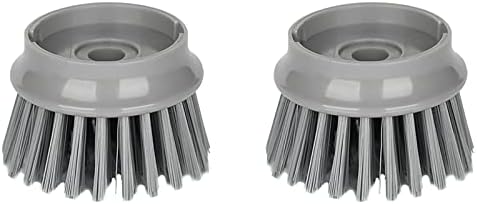  Dish Brush With Soap Dispenser, Kitchen Scrub Brush For Dishes Pots Pans Sink Cleaning, Dish Scrubber With Holder Set (Grey Handle & Nylon Bristles)