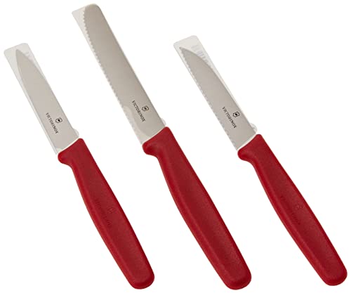 Victorinox 3-Piece Paring Knife, Stainless Steel, Red, 30 X 5 X 5 Cm