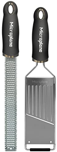 Microplane Kitchen Grater Set (Zester & Vegetable Slicer) For Parmesan, Citrus Fruits, Nutmeg, Potatoes, Zucchini And Cucumber With Stainless Steel Blade