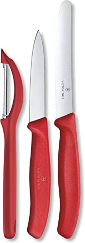 Victorinox Swiss Classic 3-Piece Paring Knife With Peeler Set In Red