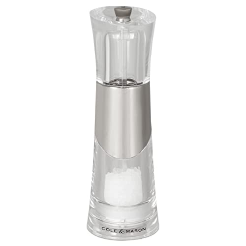 Cole & Mason H57272P Bobbi Salt Mill | Precision+ | Chrome/Acrylic | 185mm | Single | Includes 1 X Salt Grinder | Lifetime Mechanism Guarantee