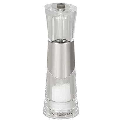 Cole & Mason H57272P Bobbi Salt Mill | Precision+ | Chrome/Acrylic | 185mm | Single | Includes 1 X Salt Grinder | Lifetime Mechanism Guarantee
