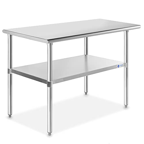  Stainless Steel Work Table 48 X 24 Inches, NSF Commercial Kitchen Prep Table With Under Shelf For Restaurant And Home