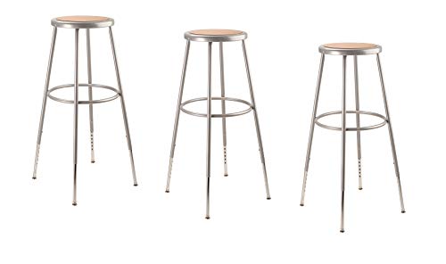  6230H-CN Steel Stool With Hardboard Seat Adjustable, 31"-39", Grey (Pack Of 3)
