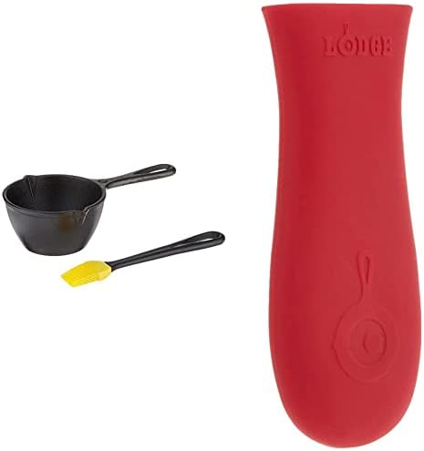 Lodge Cast Iron Silicone Brush Melting Pot, 15.2 Oz, Black