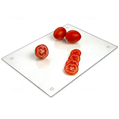  Mpered Glass Cutting Board – Long Lasting Clear Glass – Scratch Resistant, Heat Resistant, Shatter Resistant, Dishwasher Safe. (Large 12x16")