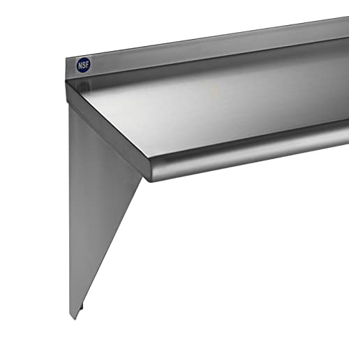  Rockpoint Stainless Steel Shelf 18 X 24 Inches, 320 Lb, NSF Commercial Wall Mount Floating Shelving For Restaurant, Kitchen, Home And Hotel, Silver (HX2022-18)