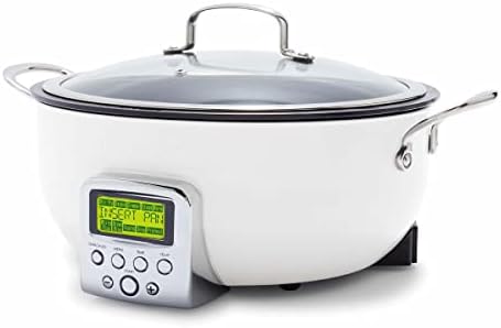 Greenpan Elite Essential Smart Electric 6QT Skillet Pot, Presets To Sear Saute Stir-Fry And Cook Rice, Healthy Ceramic Nonstick And Dishwasher Safe Parts, Easy-to-use LED Display, Ponderosa Pine