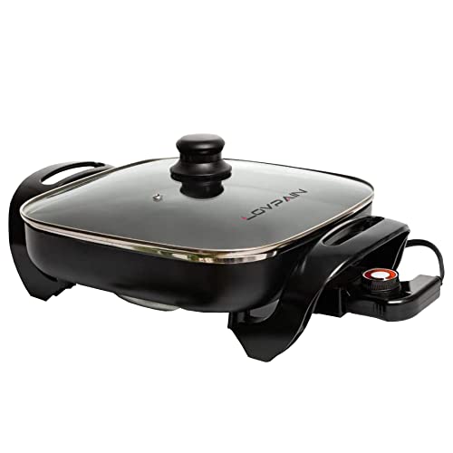  Onstick Electric Skillet 12 Inch Electric Fryer With 2 Layers Of Non-Stick Coating， Adjustable Temperature Control, Heat-Resistant Handle.
