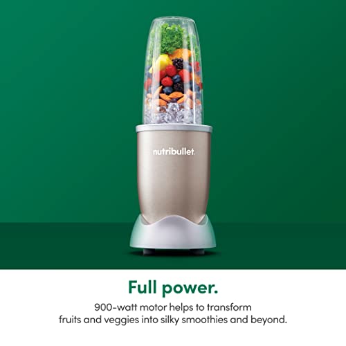 NutriBullet Pro - 13-Piece High-Speed Blender/Mixer System With Hardcover Recipe Book Included (900 Watts) Champagne, Standard