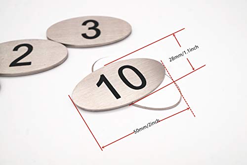  304 Stainless Steel Engraved Oval Table Black Numbers (1-20) Pubs Restaurants Clubs - 1 To 20