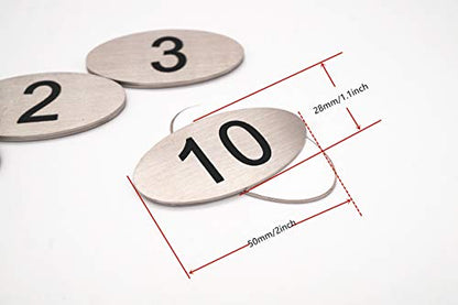  304 Stainless Steel Engraved Oval Table Black Numbers (1-20) Pubs Restaurants Clubs - 1 To 20
