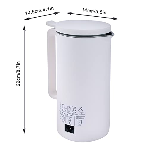  Soymilk Maker - 350ml/11oz Juicer Soy Milk Machine With Stainless Steel And Blade, Timing, Water Level Line, Multi Cooker Mixer For Rice Cereal Boiling, Automatic Heating & Cleaning, US Plug 110V (White)