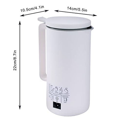  Soymilk Maker - 350ml/11oz Juicer Soy Milk Machine With Stainless Steel And Blade, Timing, Water Level Line, Multi Cooker Mixer For Rice Cereal Boiling, Automatic Heating & Cleaning, US Plug 110V (White)