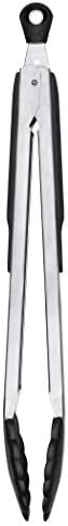 OXO Good Grips 12-Inch Tongs With Nylon Heads & Good Grips Large Silicone Flexible Turner, Stainless Steel