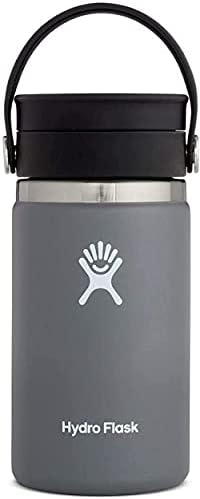 Hydro Flask YDRO FLASK - Travel Coffee Flask 354 Ml (12 Oz) - Vacuum Insulated Stainless Steel Travel Mug With Leak Proof Flex Sip Lid - BPA-Free - Wide Mouth - Stone