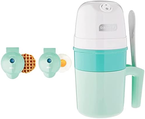 Dash Mini Maker Waffle Maker + Griddle, 2-Pack Griddle + Waffle Iron - Aqua