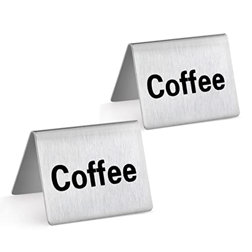  27051 Stainless Steel Table Tent Sign, (Coffee), 2"x 2", Set Of 2
