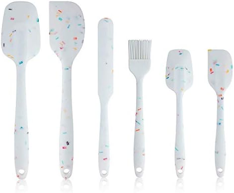  Heat Resistant Silicone Spatulas Set 6pcs, Seamless Design Non-Stick Mixing Spatulas With Stainless Steel Core, Premium BPA-Free Rubber Spatula Baking Cooking Utensile For Home Kitchen BBQ (white)