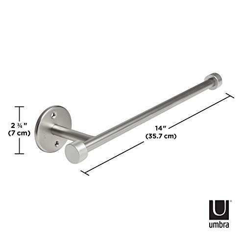 Umbra - 1009237-410 Cappa Paper Towel Holder – Modern Under Cabinet Or Wall Mount Dispenser (Horizontal Or Vertical), 14"L X 4"W X 2.6"H, Nickel
