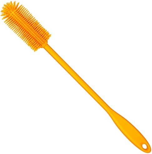  Silicone Bottle Brush, Water Bottle Cleaner Brush With Long Handle, Perfect For Cleaning Narrow Neck Containers, Vacuum Sports Bottle, Tumblers, Flask, Glassware (1 Pack, Orange)