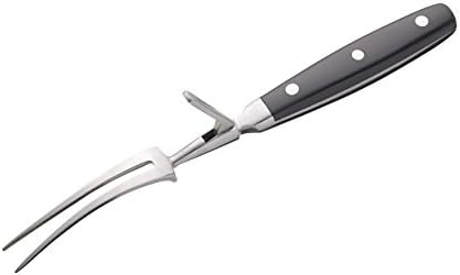 Kitchen Craft MasterClass Stainless Steel Carving Fork With Guard, For Meat And All Roasts, Comfortable Grip, 28 Cm (11"), Black