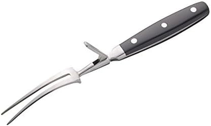 Kitchen Craft MasterClass Stainless Steel Carving Fork With Guard, For Meat And All Roasts, Comfortable Grip, 28 Cm (11"), Black