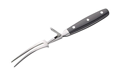 Kitchen Craft MasterClass Stainless Steel Carving Fork With Guard, For Meat And All Roasts, Comfortable Grip, 28 Cm (11"), Black