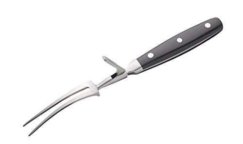 Kitchen Craft MasterClass Stainless Steel Carving Fork With Guard, For Meat And All Roasts, Comfortable Grip, 28 Cm (11"), Black