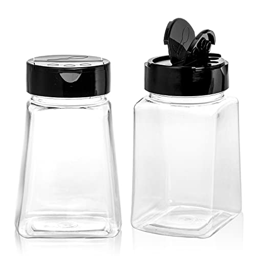 24 Pack Clear Plastic Spice Jars With Black Flap Cap, 9OZ Seasoning Jars Storage Container Bottle To Pour Or Sifter Shaker For Storing Spice, Herbs And Powders