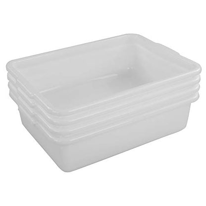  4-pack Bus Tubs Commercial, 8 L White Plastic Wash Basin Bus Box