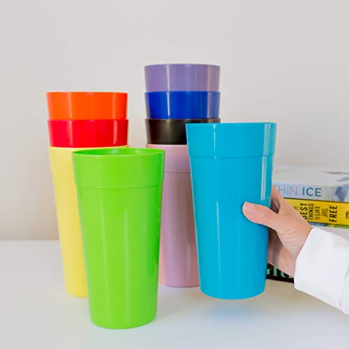  9 Pack Plastic Tumblers, Unbreakable Drinking Glasses, Plastic Cups In 9 Assorted Colors (32 Ounce)