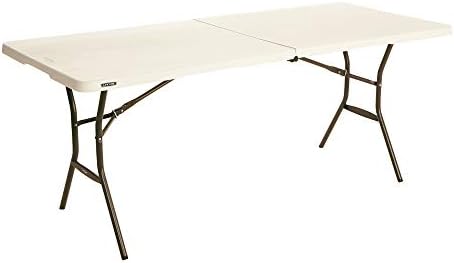Lifetime 80753 Fold In Half Light Commercial Table, 6 Feet, Almond