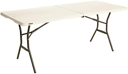 Lifetime 80753 Fold In Half Light Commercial Table, 6 Feet, Almond